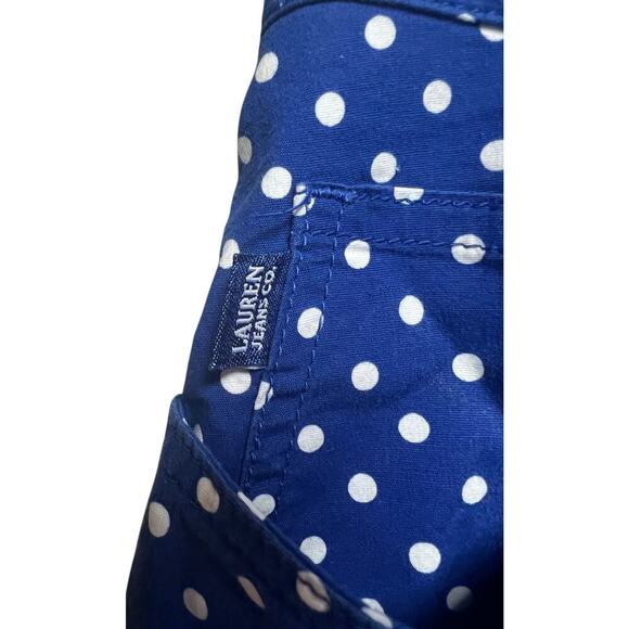 Lauren Jeans Co. Ralph Lauren Size 10 Blue White Polka Dot Capri Pants - Picture 7 of 13